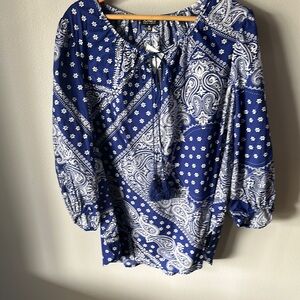 Jones New York Blue and White Paisley Tunic